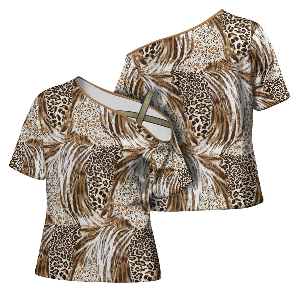 Wild Animal Skins Cross Shoulder Shirt Leopard Pattern - Wonder Print Shop