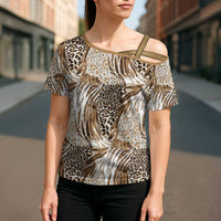 Wild Animal Skins Cross Shoulder Shirt Leopard Pattern - Wonder Print Shop