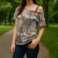 Wild Animal Skins Cross Shoulder Shirt Leopard Pattern - Wonder Print Shop