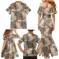 Wild Animal Skins Family Matching Mermaid Dress and Hawaiian Shirt Leopard Pattern - Wonder Print Shop