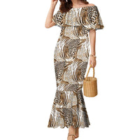 Wild Animal Skins Family Matching Mermaid Dress and Hawaiian Shirt Leopard Pattern - Wonder Print Shop
