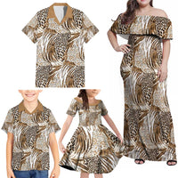 Wild Animal Skins Family Matching Off Shoulder Maxi Dress and Hawaiian Shirt Leopard Pattern - Wonder Print Shop