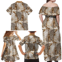 Wild Animal Skins Family Matching Off Shoulder Maxi Dress and Hawaiian Shirt Leopard Pattern - Wonder Print Shop