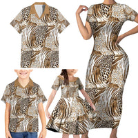Wild Animal Skins Family Matching Short Sleeve Bodycon Dress and Hawaiian Shirt Leopard Pattern - Wonder Print Shop