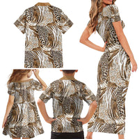 Wild Animal Skins Family Matching Short Sleeve Bodycon Dress and Hawaiian Shirt Leopard Pattern - Wonder Print Shop