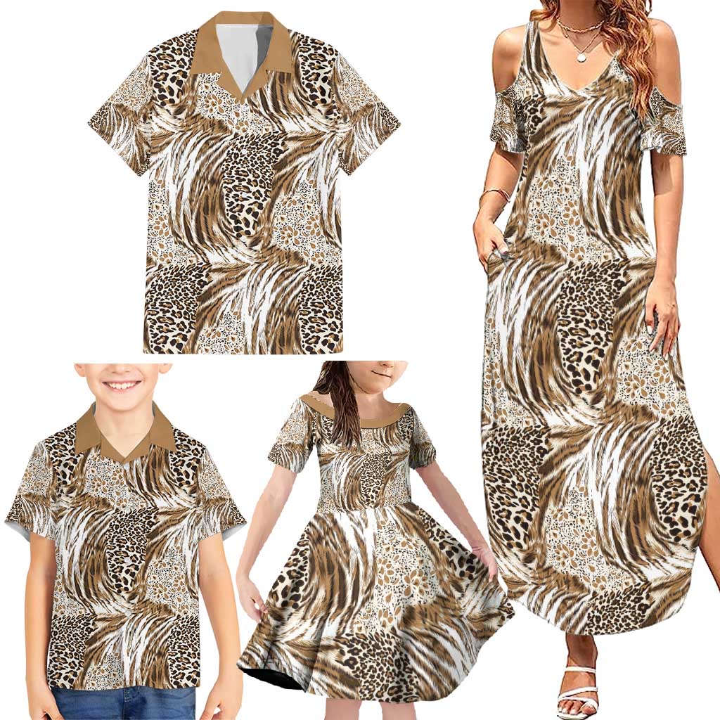 Wild Animal Skins Family Matching Summer Maxi Dress and Hawaiian Shirt Leopard Pattern - Wonder Print Shop