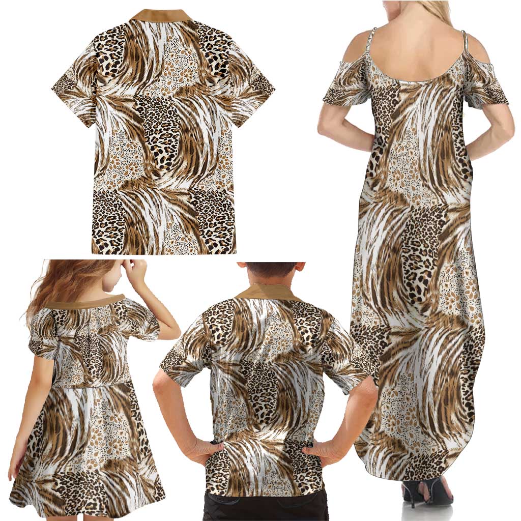 Wild Animal Skins Family Matching Summer Maxi Dress and Hawaiian Shirt Leopard Pattern - Wonder Print Shop