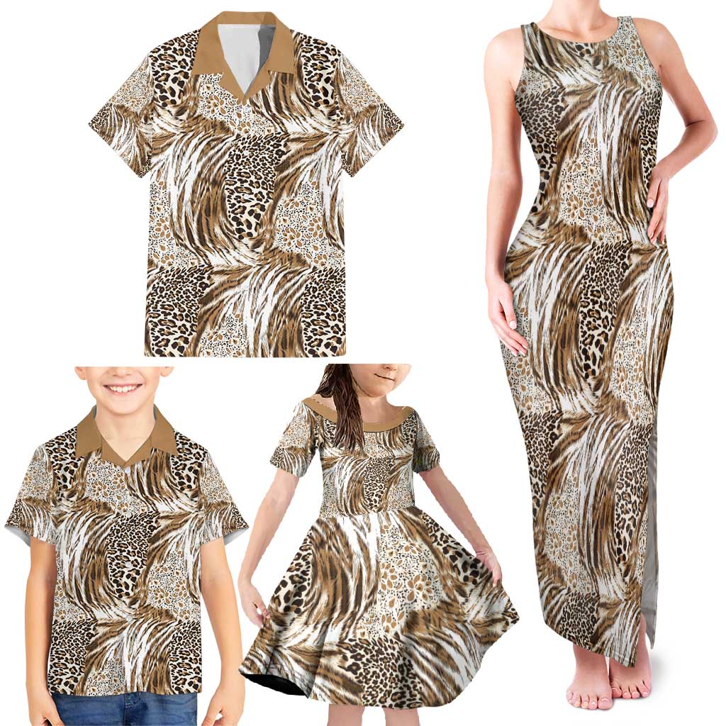 Wild Animal Skins Family Matching Tank Maxi Dress and Hawaiian Shirt Leopard Pattern - Wonder Print Shop