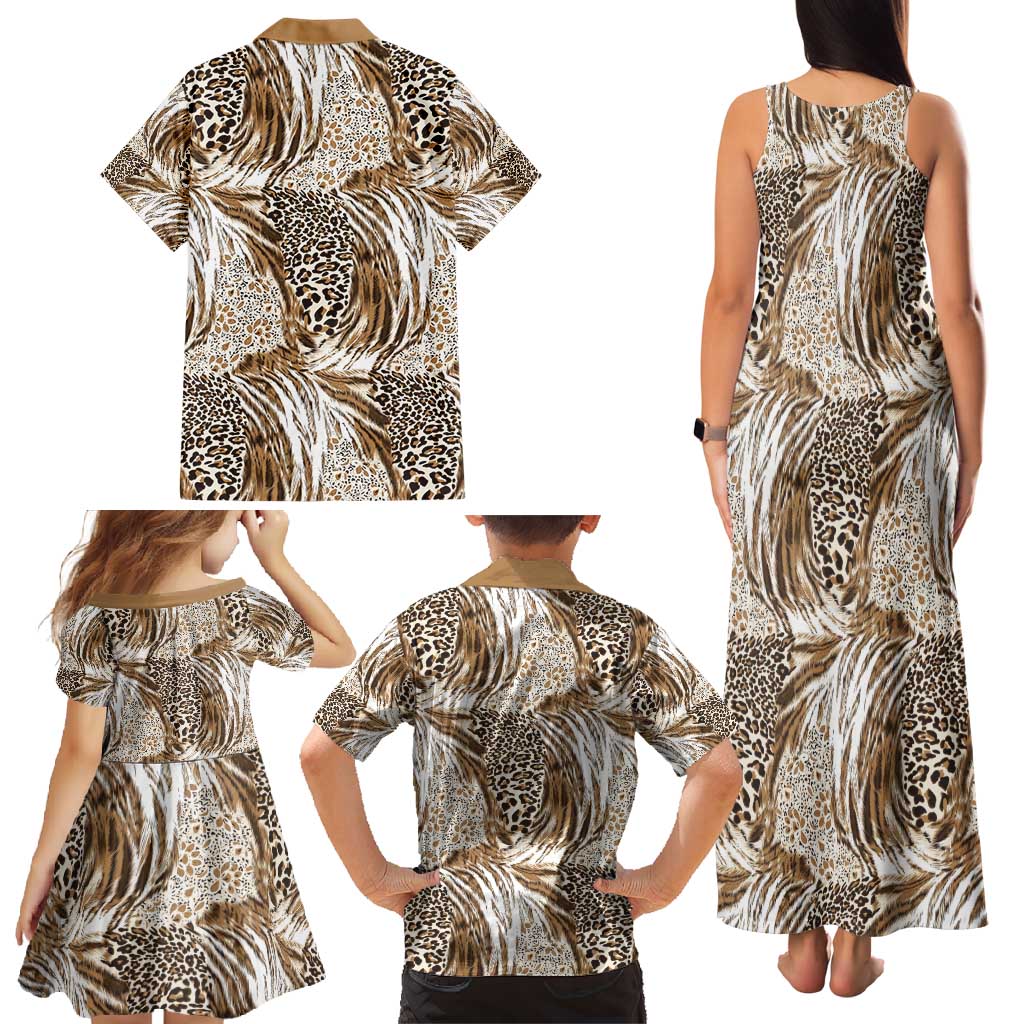 Wild Animal Skins Family Matching Tank Maxi Dress and Hawaiian Shirt Leopard Pattern - Wonder Print Shop