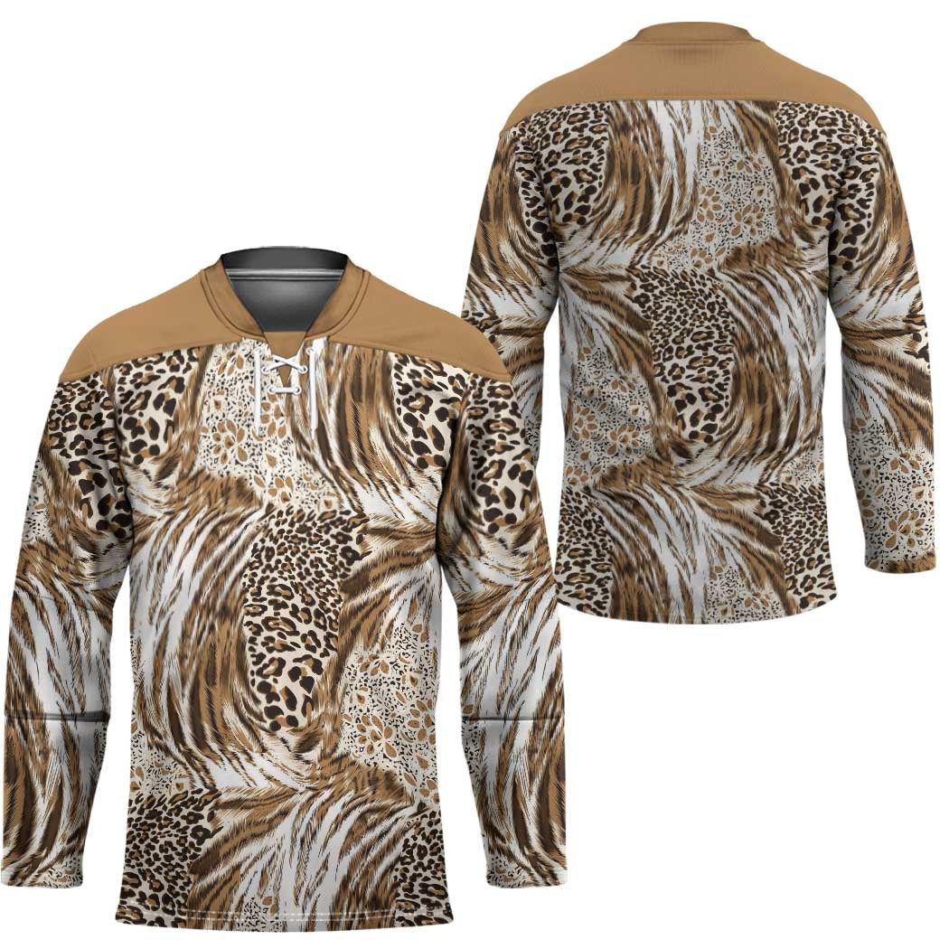 Wild Animal Skins Hockey Jersey Leopard Pattern - Wonder Print Shop