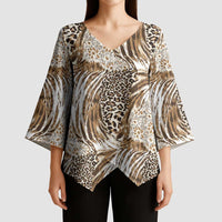 Wild Animal Skins Kimono Sleeve Blouse Leopard Pattern - Wonder Print Shop