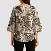 Wild Animal Skins Kimono Sleeve Blouse Leopard Pattern - Wonder Print Shop