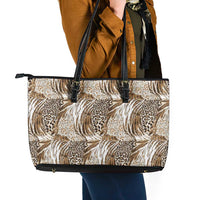 Wild Animal Skins Leather Tote Bag Leopard Pattern - Wonder Print Shop