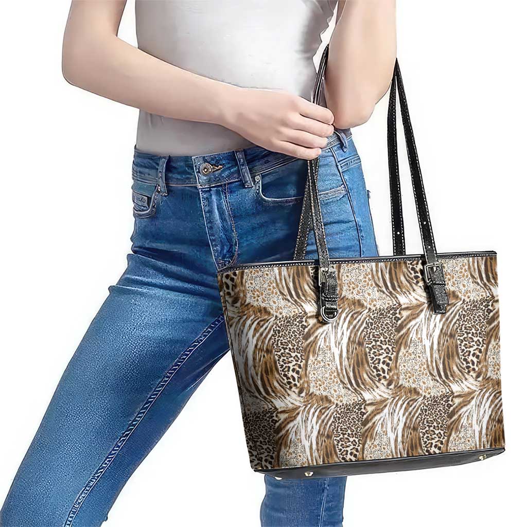 Wild Animal Skins Leather Tote Bag Leopard Pattern - Wonder Print Shop