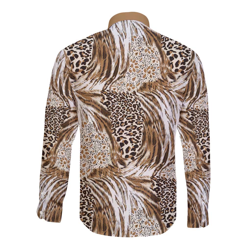 Wild Animal Skins Long Sleeve Button Shirt Leopard Pattern - Wonder Print Shop