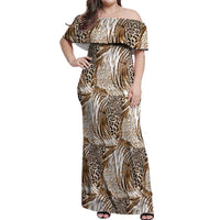 Wild Animal Skins Off Shoulder Maxi Dress Leopard Pattern - Wonder Print Shop