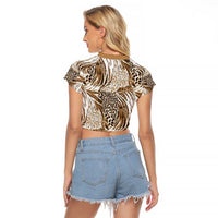 Wild Animal Skins Raglan Cropped T Shirt Leopard Pattern - Wonder Print Shop