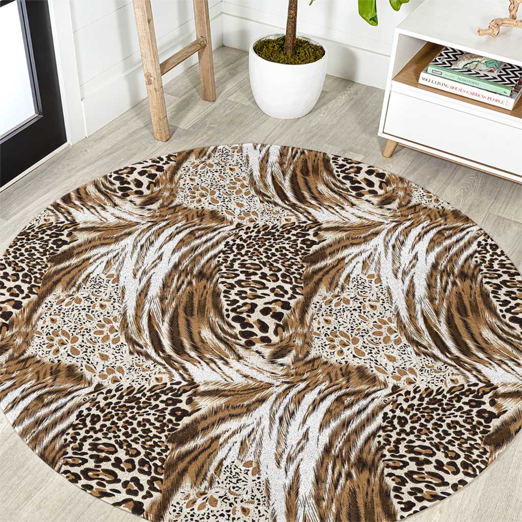 Wild Animal Skins Round Carpet Leopard Pattern - Wonder Print Shop