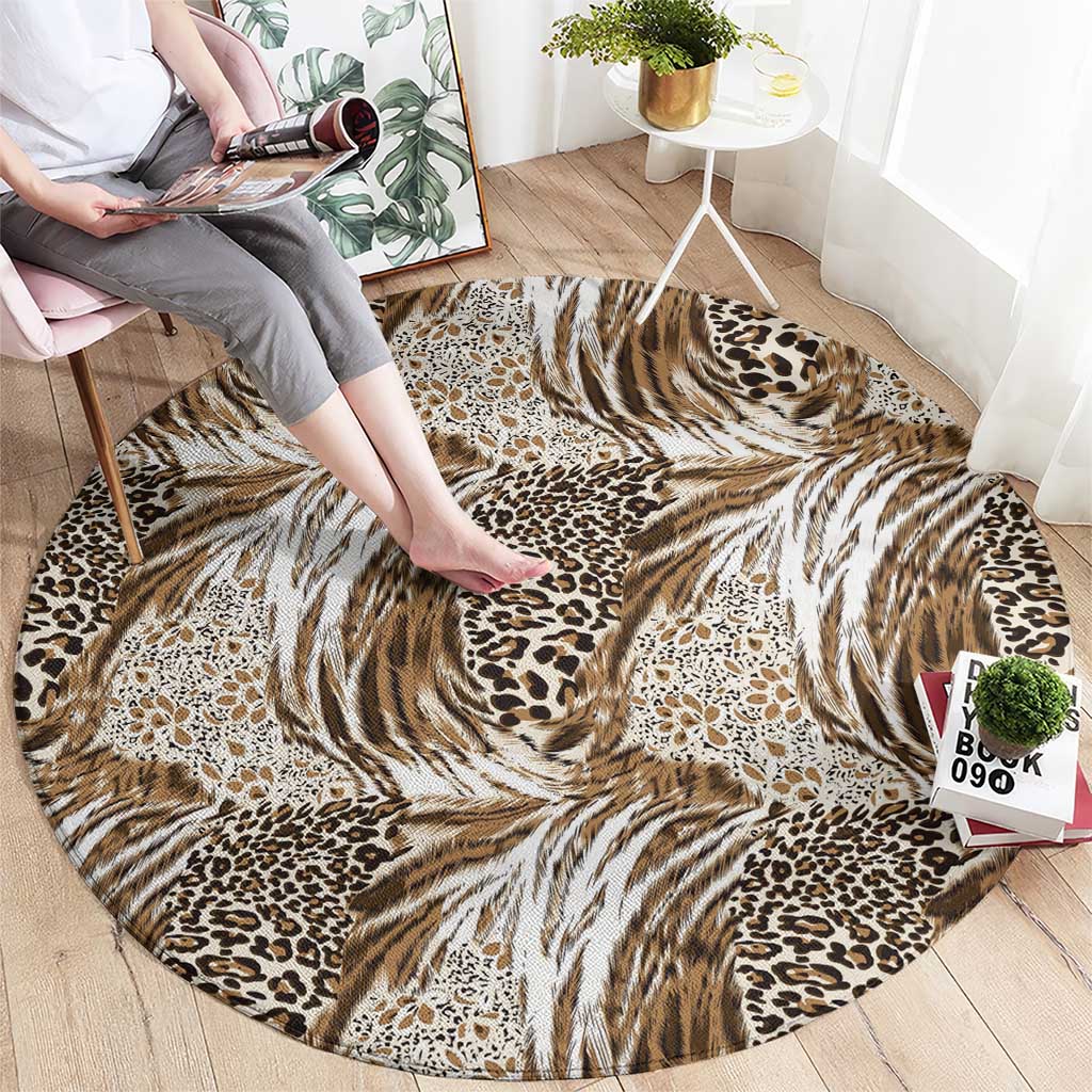 Wild Animal Skins Round Carpet Leopard Pattern - Wonder Print Shop