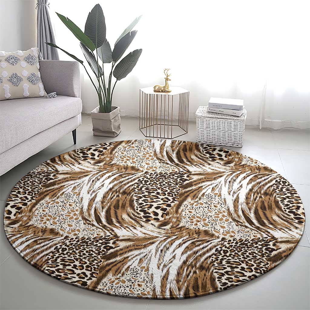 Wild Animal Skins Round Carpet Leopard Pattern - Wonder Print Shop