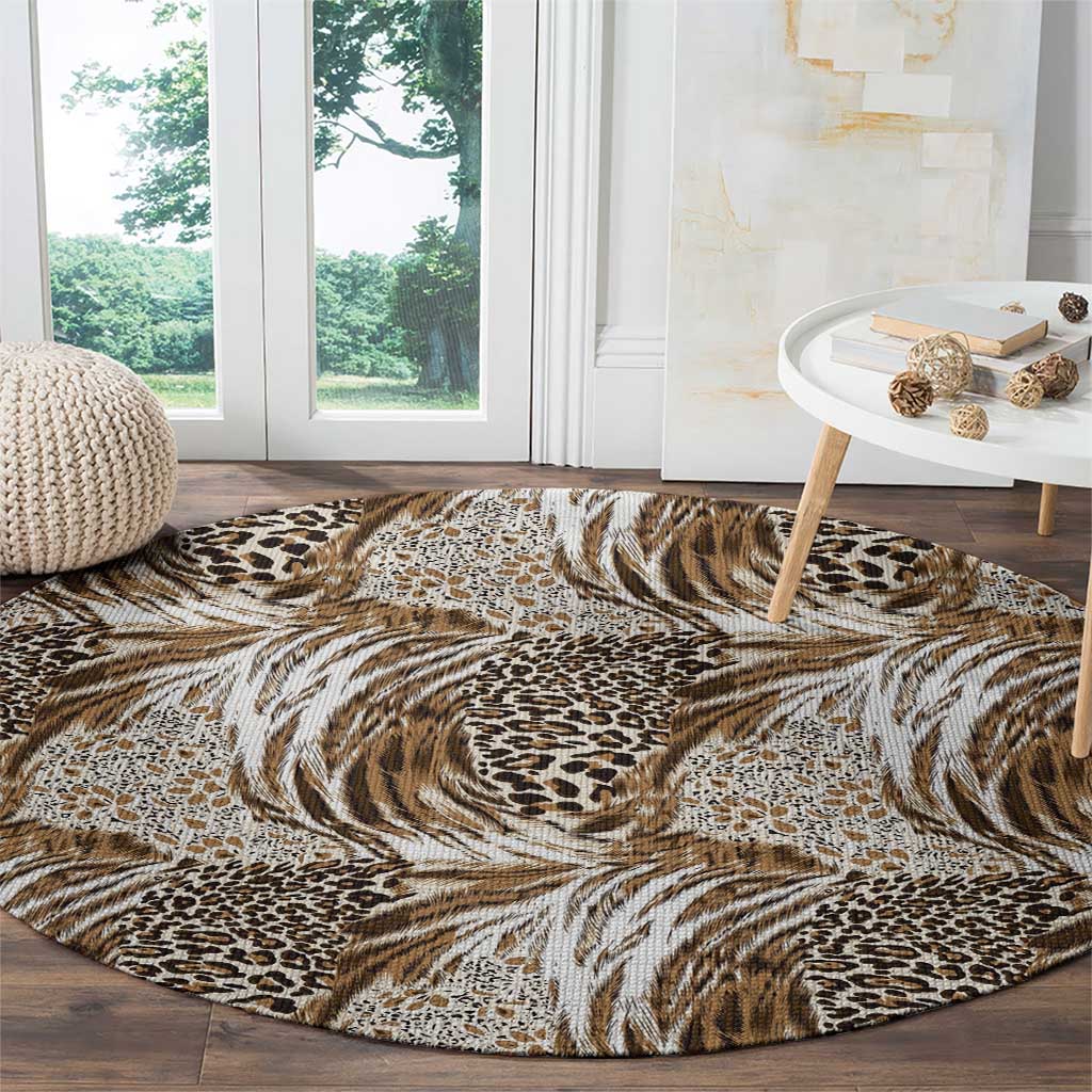 Wild Animal Skins Round Carpet Leopard Pattern - Wonder Print Shop