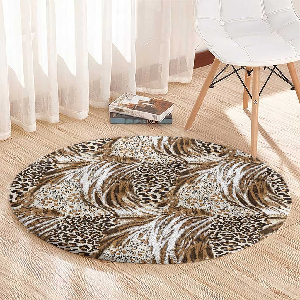 Wild Animal Skins Round Carpet Leopard Pattern - Wonder Print Shop