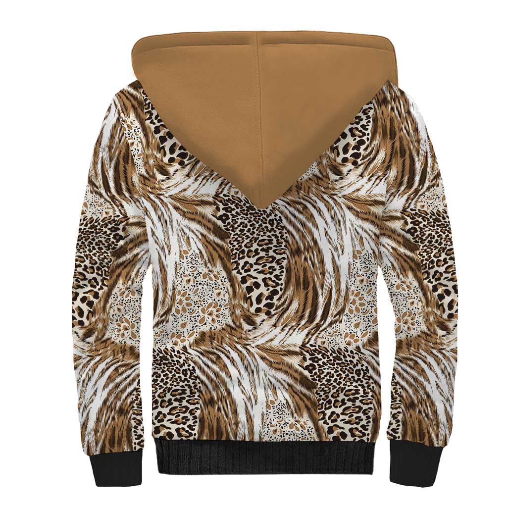 Wild Animal Skins Sherpa Hoodie Leopard Pattern - Wonder Print Shop