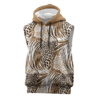 Wild Animal Skins Sleeveless Hoodie Leopard Pattern - Wonder Print Shop
