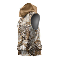 Wild Animal Skins Sleeveless Hoodie Leopard Pattern - Wonder Print Shop