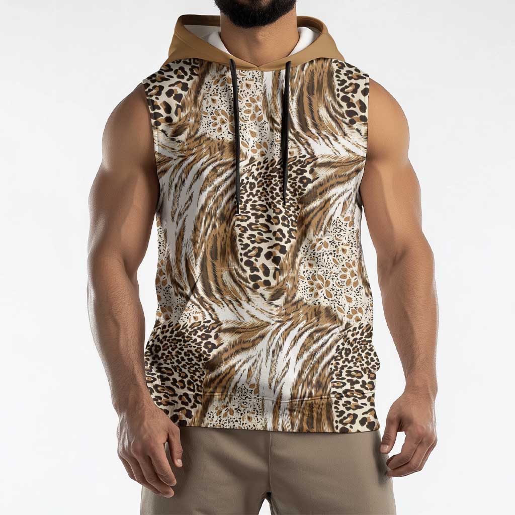 Wild Animal Skins Sleeveless Hoodie Leopard Pattern - Wonder Print Shop