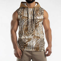 Wild Animal Skins Sleeveless Hoodie Leopard Pattern - Wonder Print Shop