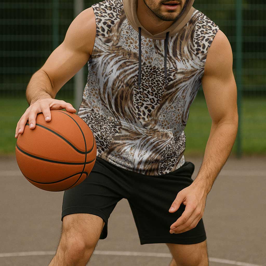 Wild Animal Skins Sleeveless Hoodie Leopard Pattern - Wonder Print Shop