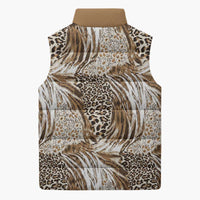 Wild Animal Skins Sleeveless Puffer Jacket Leopard Pattern - Wonder Print Shop