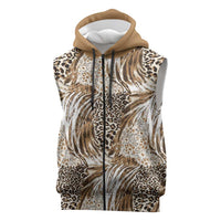 Wild Animal Skins Sleeveless Zip Hoodie Leopard Pattern - Wonder Print Shop