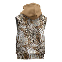 Wild Animal Skins Sleeveless Zip Hoodie Leopard Pattern - Wonder Print Shop
