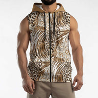 Wild Animal Skins Sleeveless Zip Hoodie Leopard Pattern - Wonder Print Shop