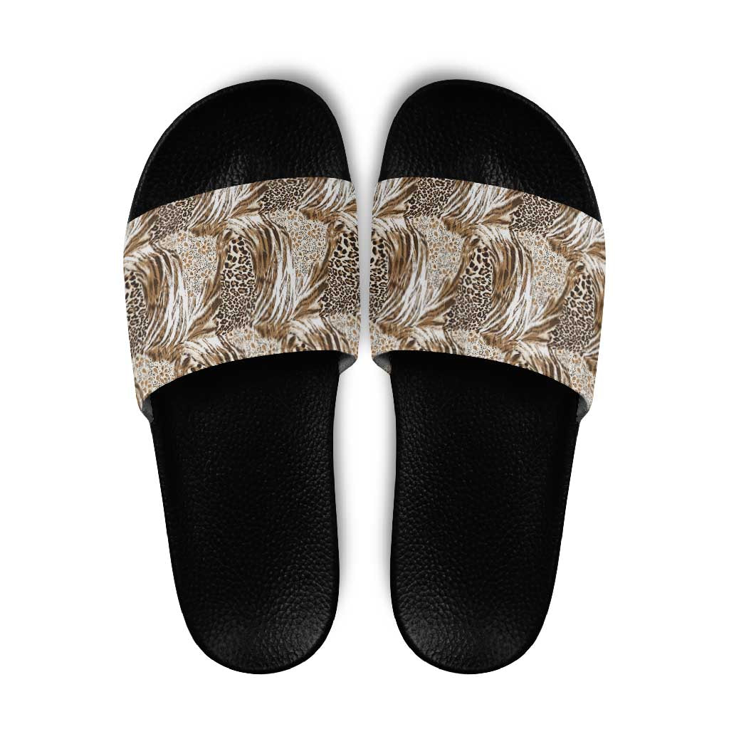 Wild Animal Skins Slide Sandals Leopard Pattern - Wonder Print Shop