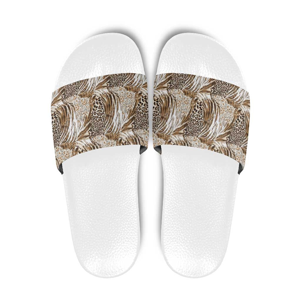 Wild Animal Skins Slide Sandals Leopard Pattern - Wonder Print Shop