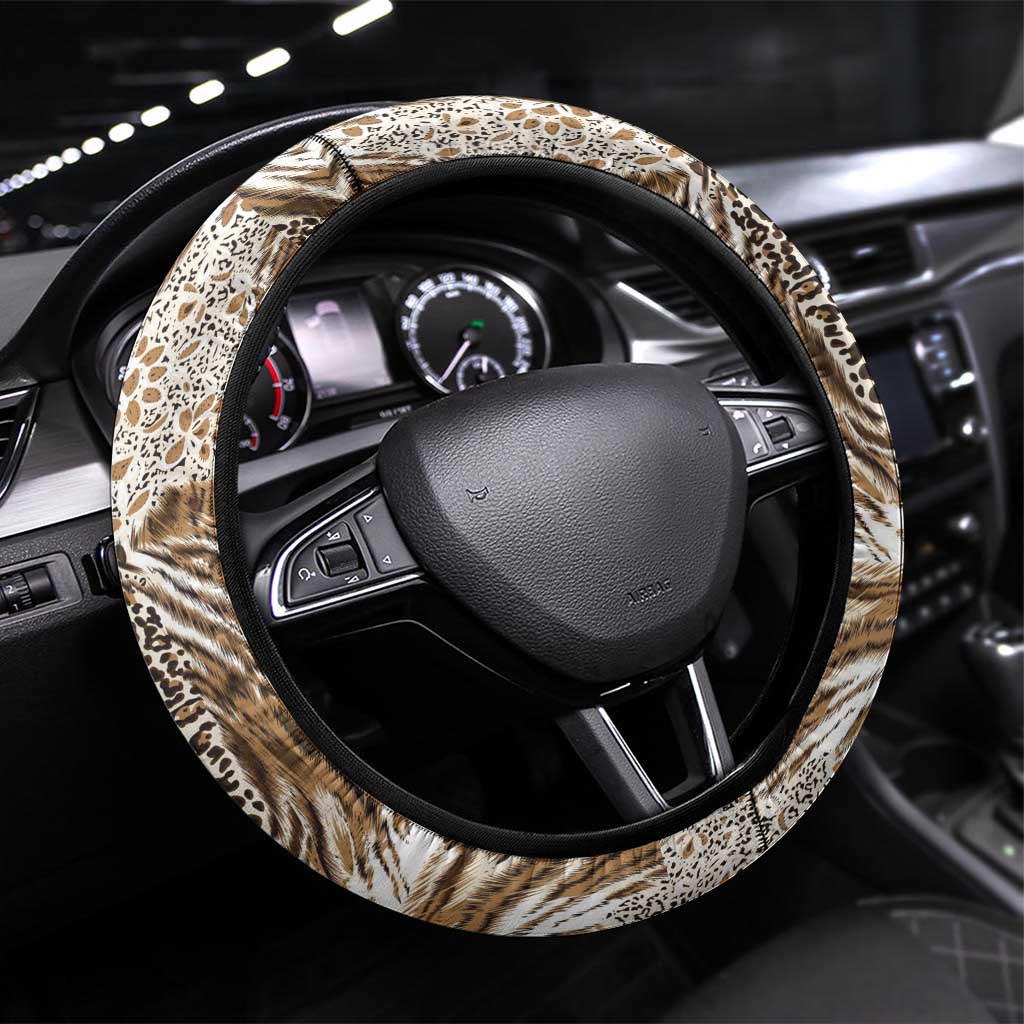 Wild Animal Skins Steering Wheel Cover Leopard Pattern - Wonder Print Shop