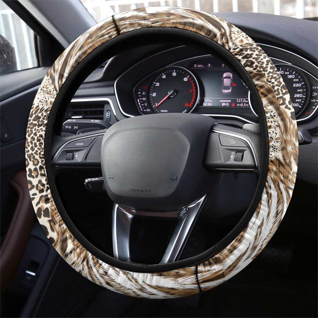 Wild Animal Skins Steering Wheel Cover Leopard Pattern - Wonder Print Shop