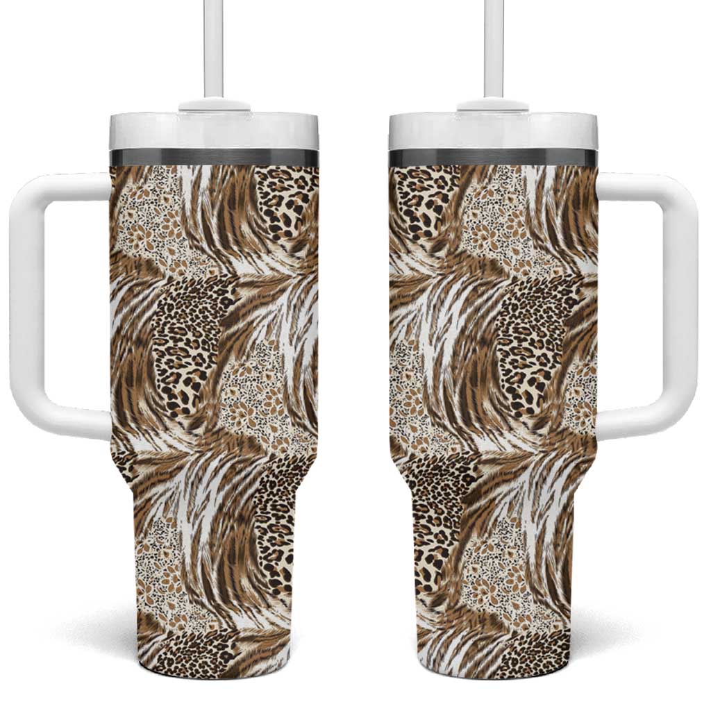 Wild Animal Skins Tumbler With Handle Leopard Pattern - Wonder Print Shop