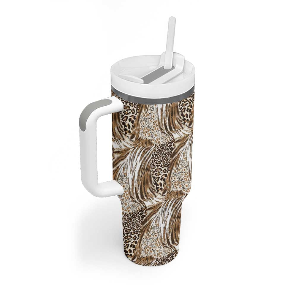 Wild Animal Skins Tumbler With Handle Leopard Pattern - Wonder Print Shop