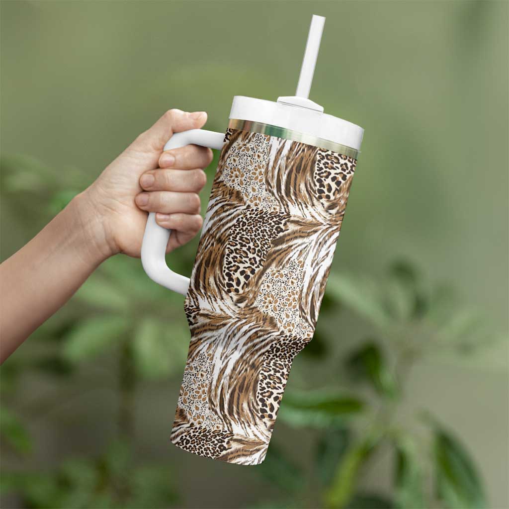 Wild Animal Skins Tumbler With Handle Leopard Pattern - Wonder Print Shop