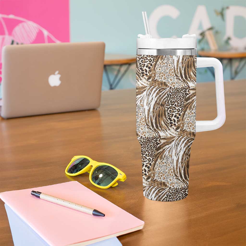 Wild Animal Skins Tumbler With Handle Leopard Pattern - Wonder Print Shop