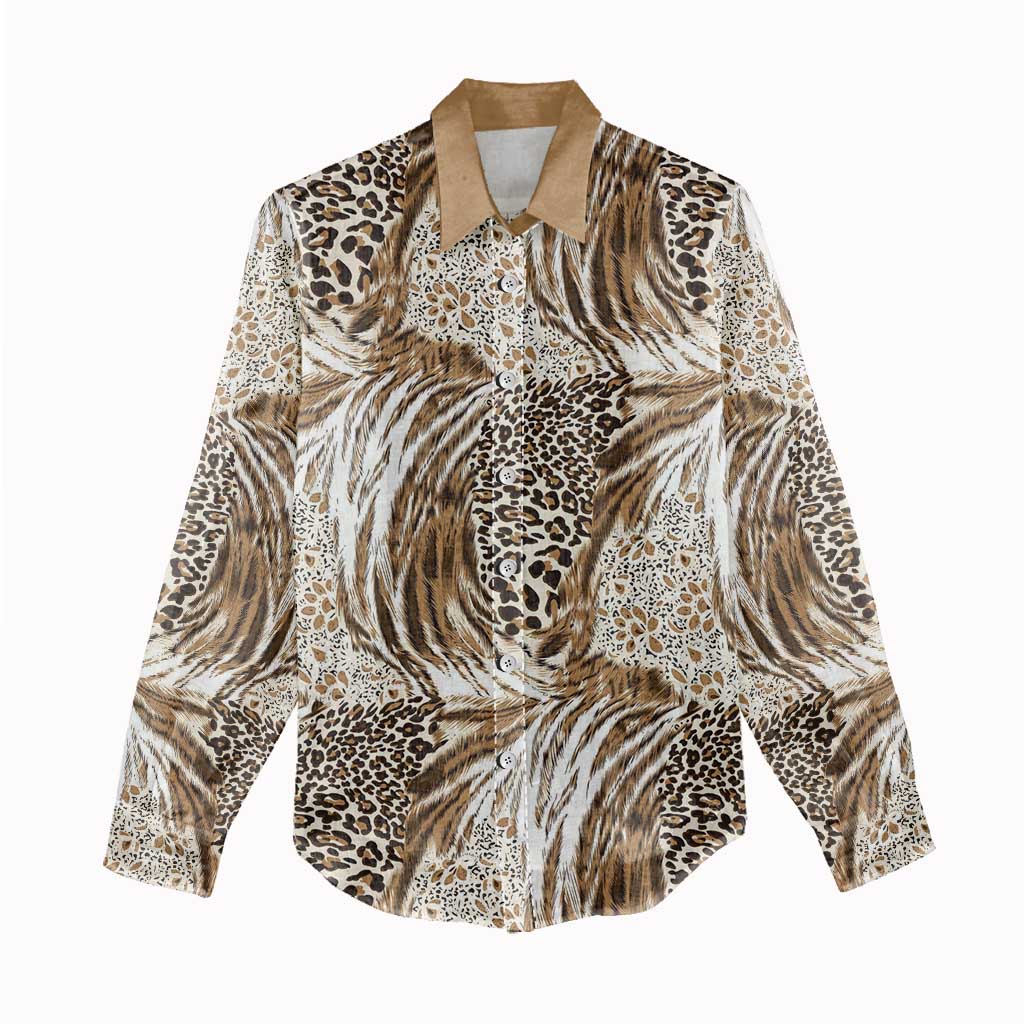 Wild Animal Skins Women Casual Shirt Leopard Pattern - Wonder Print Shop