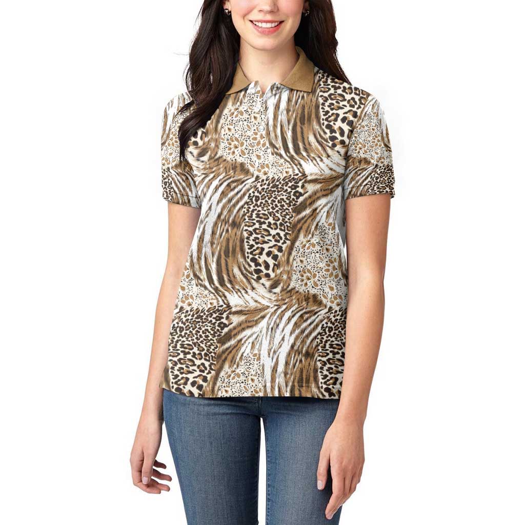 Wild Animal Skins Women Polo Shirt Leopard Pattern - Wonder Print Shop