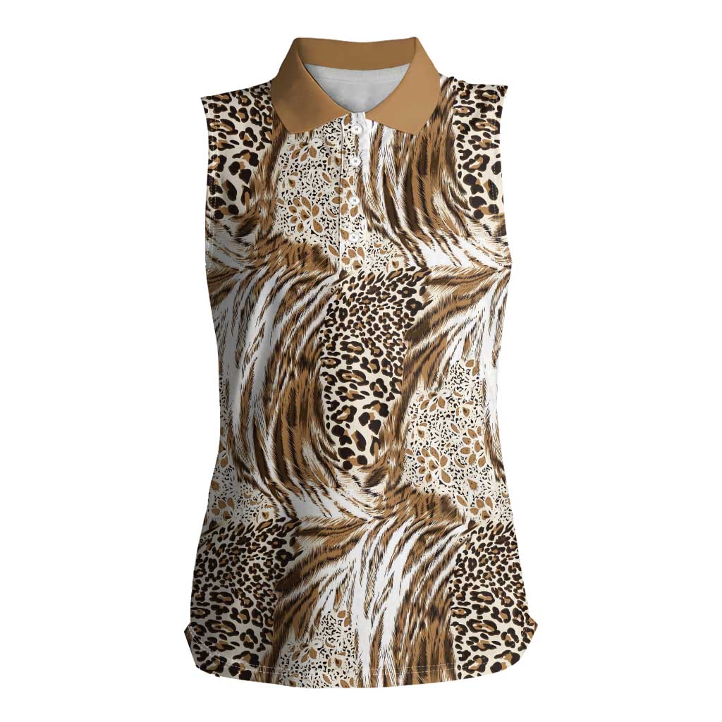 Wild Animal Skins Women Sleeveless Polo Shirt Leopard Pattern - Wonder Print Shop