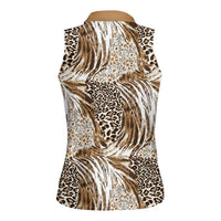 Wild Animal Skins Women Sleeveless Polo Shirt Leopard Pattern - Wonder Print Shop