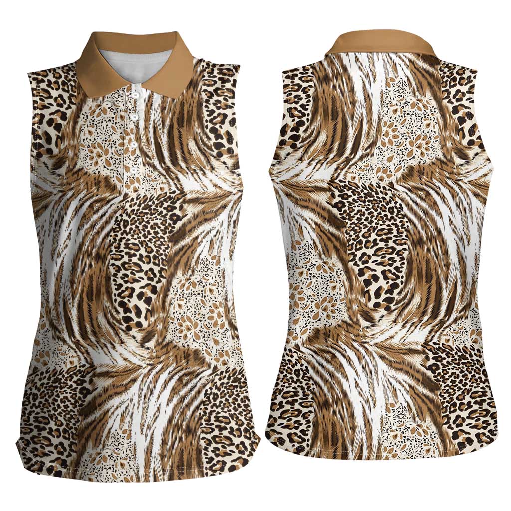 Wild Animal Skins Women Sleeveless Polo Shirt Leopard Pattern - Wonder Print Shop
