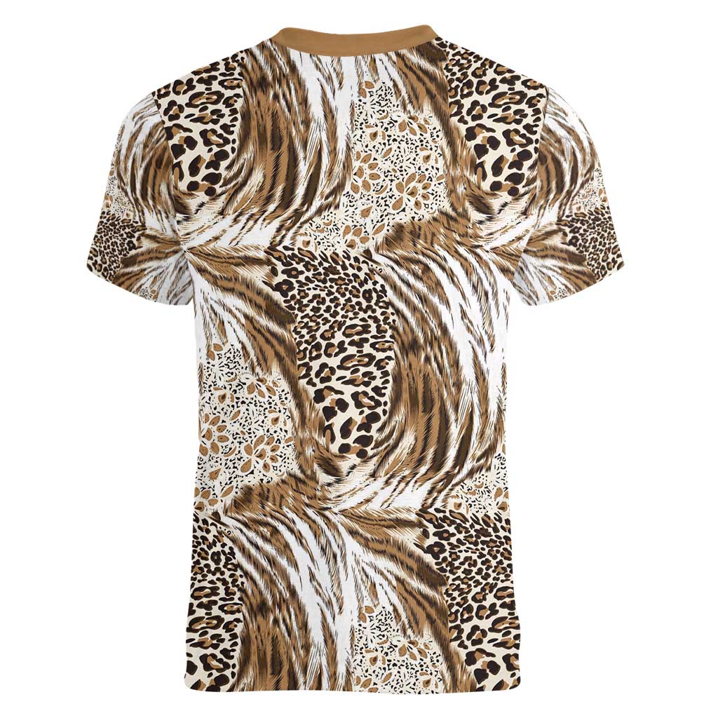 Wild Animal Skins Women V-Neck T-Shirt Leopard Pattern - Wonder Print Shop